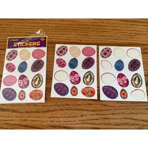 Vintage 1998 Beistle Easter Egg Stickers Acid Free Sheets 44001 Bunny 3 Sheets